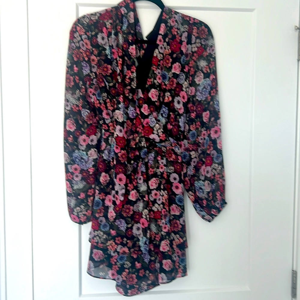 Floral long sleeve mini dress